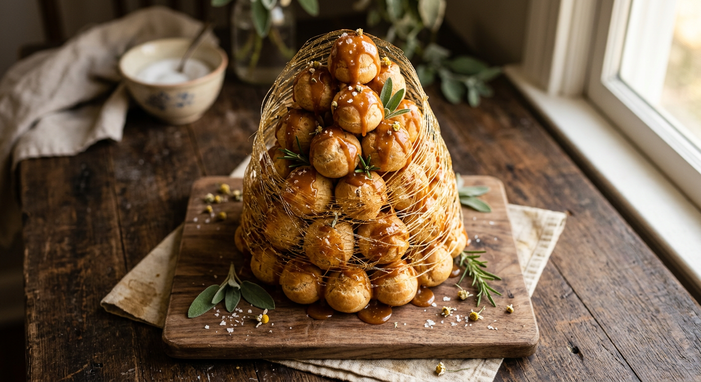 Croquembouche Tower with Salted Caramel and Spun Sugar