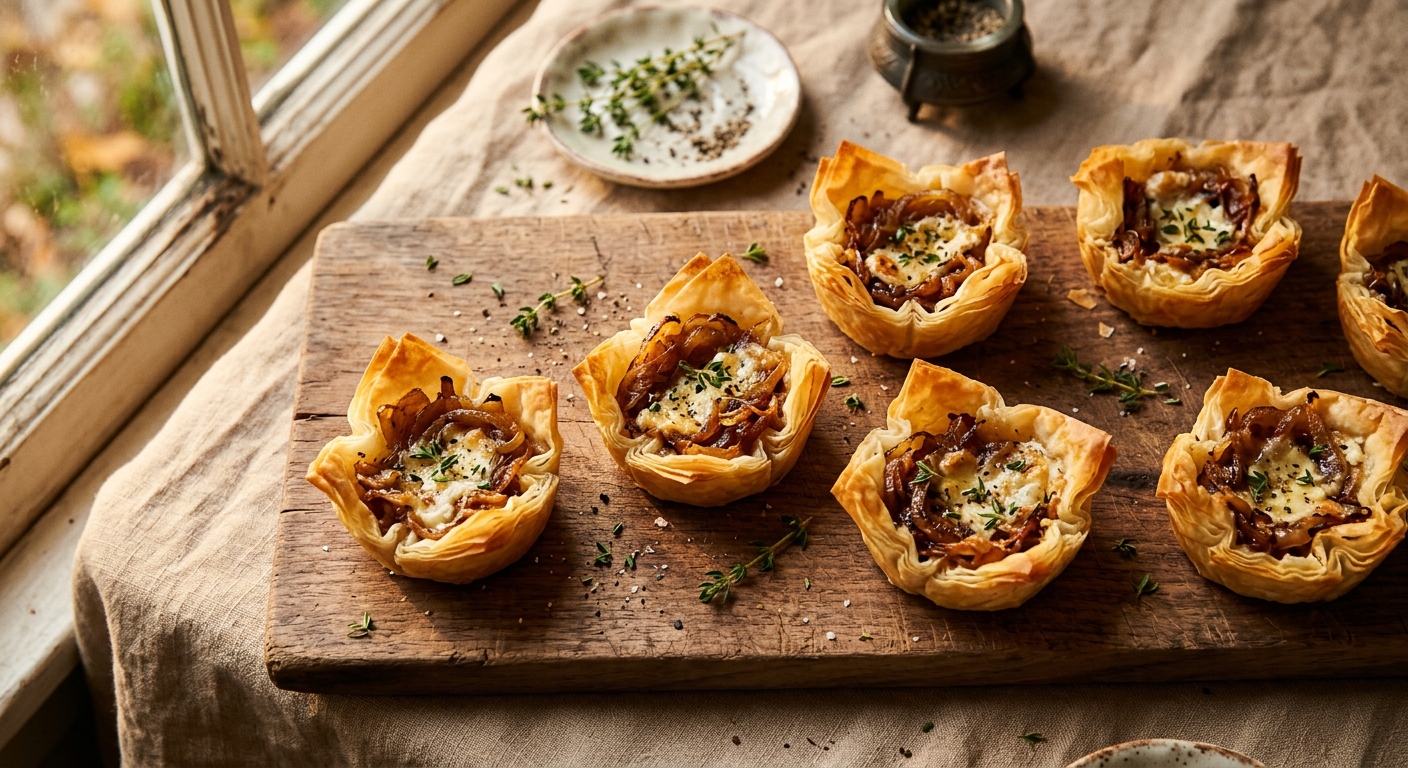 Caramelized Onion and Goat Cheese Phyllo Tarts