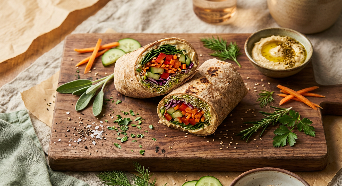 Hummus Wraps with Raw Veggies