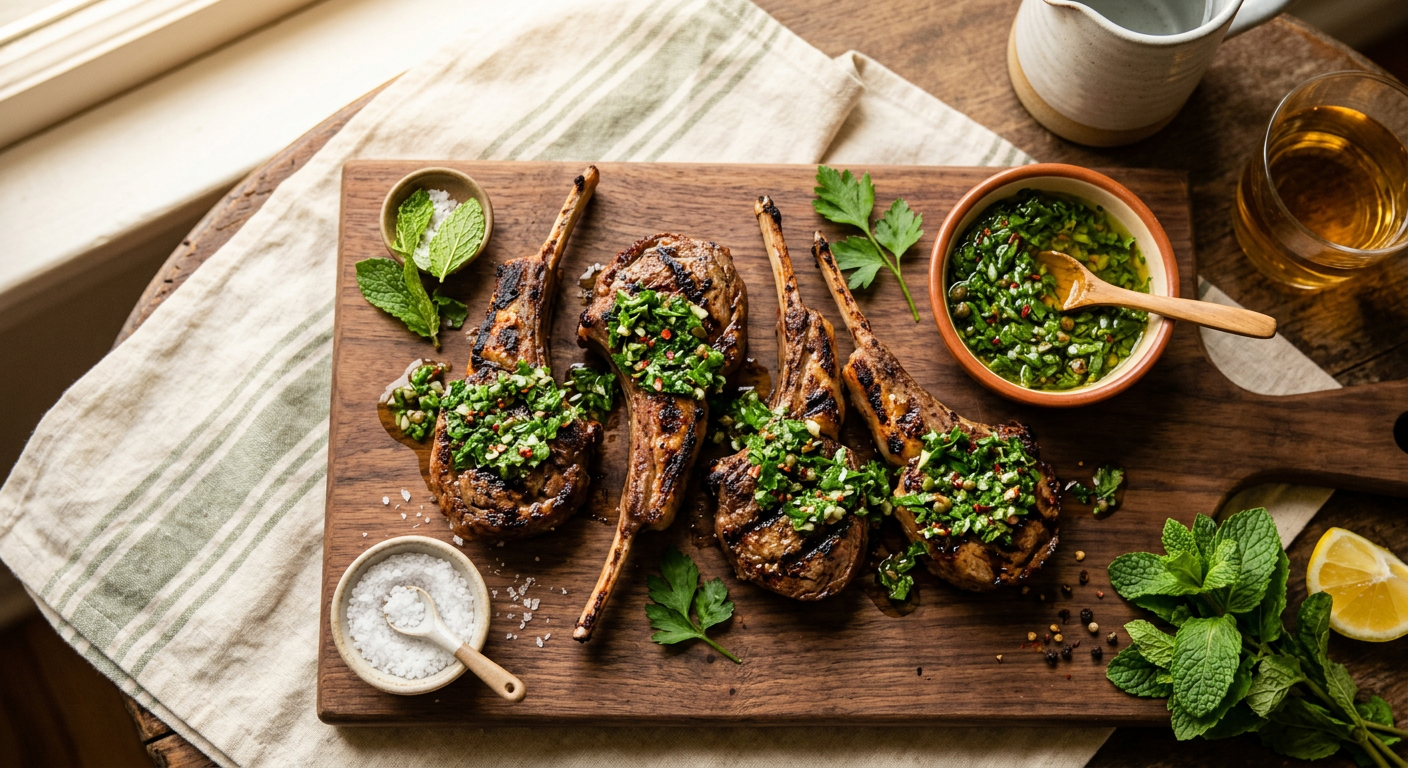 Lamb Chops with Mint Chimichurri